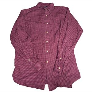 Cremieux Burgundy Navy Plaid Long Sleeve Button Up Size Medium Men’s